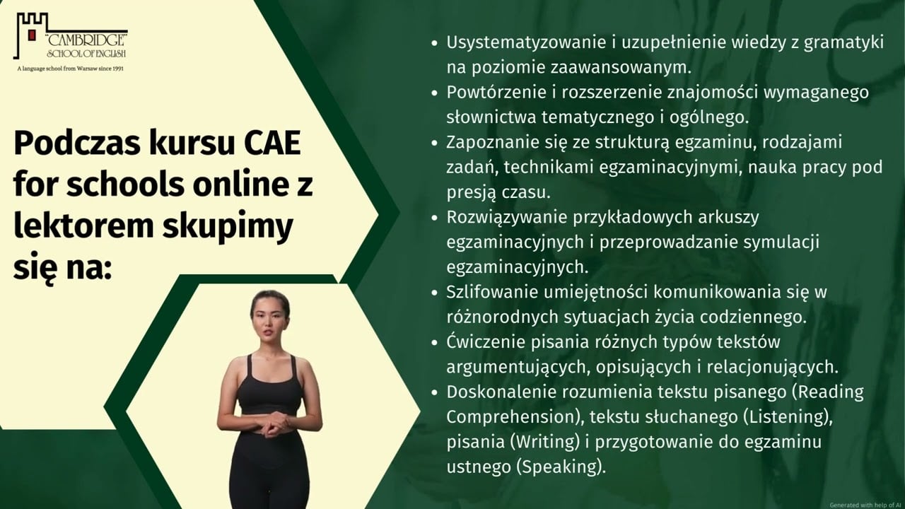 Grupowe kursy języka angielskiego dla młodzieży przygotowujące do egzaminu CAE for schools