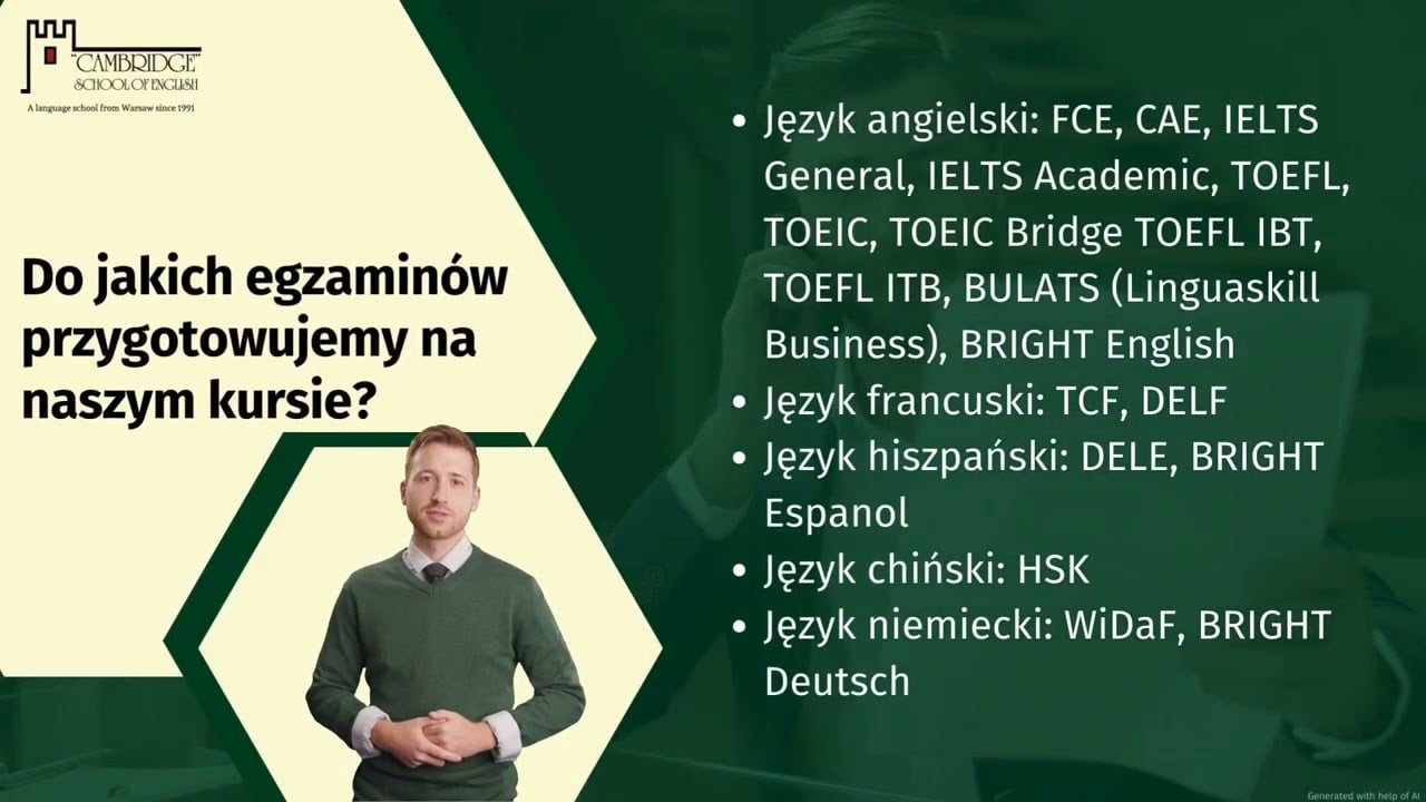 Indywidualny kurs przygotowujący do wybranego egzaminu językowego (blended learning)