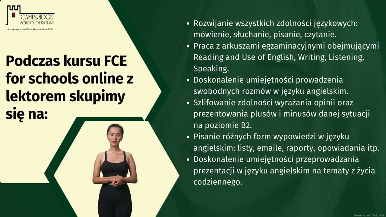 Grupowe kursy języka angielskiego dla młodzieży przygotowujące do egzaminu FCE for schools