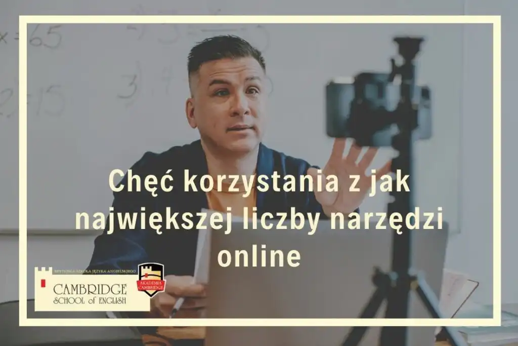 Nauczyciel uczy języka angielskiego online, wykorzystując nowoczesne narzędzia edukacyjne.