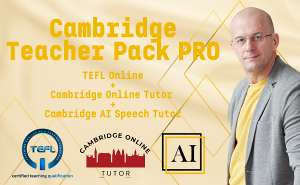 Cambridge Teacher Pack PRO: Certyfikat językowy i kurs TEFL online dla nauczycieli i korepetytorów + kompleksowa nauka/doskonalenie języka angielskiego online